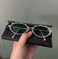 A1-Vintage Crystal-Encrusted Oval Eyeglasses with Tassel Accents【199.99】